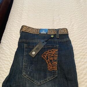 Versace Dark Blue Jeans with Gold Accents